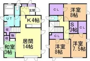 北海道札幌市北区新川西三条5【一戸建】の間取り