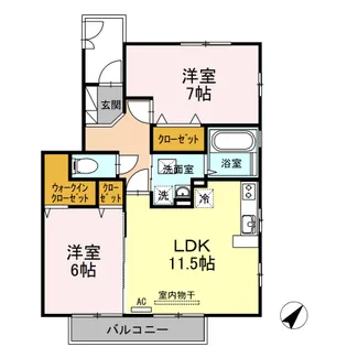 リビングタウン矢原 B棟【1階】の間取り