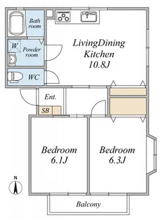 2LDKの間取り画像