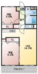 グランデュールシャトーB【3階】の間取り