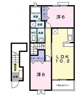 京都府綾部市高津町両岡谷【アパート】の間取り