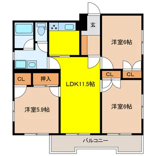 グランビューオーク【1階】の間取り