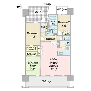 ザ・フォレストレジデンスパーク【7階】の間取り