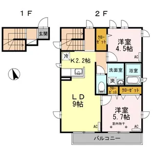 プライムテラス経堂【2階】の間取り