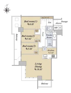 シエリアタワー大阪堀江【35階】の間取り