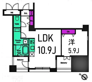 レジディア横濱馬車道【5階】の間取り