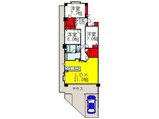 エールグラン千里丘オープンヒルズA棟【1階】の間取り