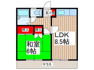 グランドール馬場 B【1階】の間取り