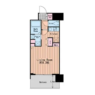 エス・キュート梅田中崎町【11階】の間取り