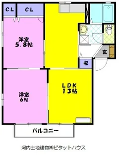 トゥインクル花門 D【1階】の間取り