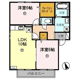 ルピナス明里橋 B【2階】の間取り