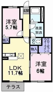 ロワポアールB【1階】の間取り