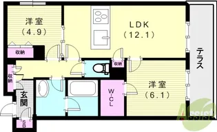 ShaMaison Gardens旭が丘II【1階】の間取り