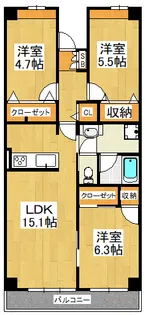 デュオフィール船橋夏見【2階】の間取り