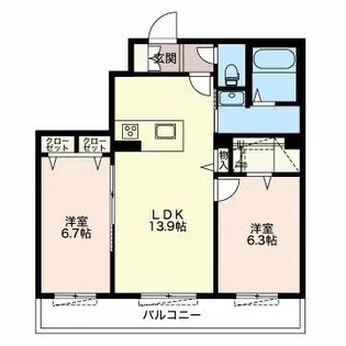 グランフィオーレ曳馬【1階】の間取り