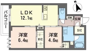 ル パラディ アデガワ【1階】の間取り