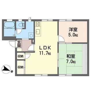 イクシード江口【1階】の間取り