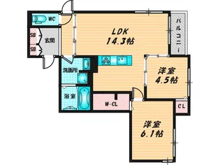 ウエスタンハイツ19【1階】の間取り