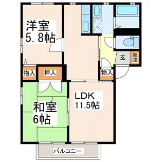 ラビアンローズA【2階】の間取り