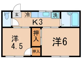 ベルソ-ネ御殿山【1階】の間取り