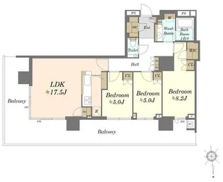 HARUMI FLAG PARK VILLAGE T棟【46階】の間取り