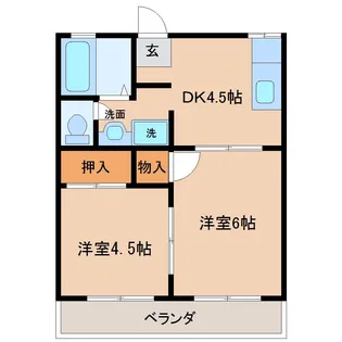 コーポリバー B棟【2階】の間取り