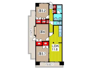 ルクレ川口イースト【3階】の間取り