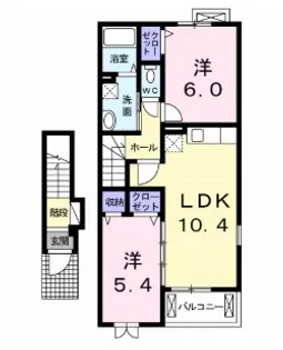 カーサ・エスペランザ 弐番館【2階】の間取り