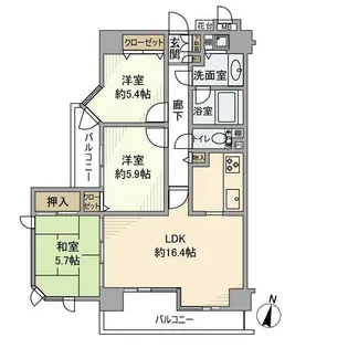 東京都新宿区袋町【マンション】の間取り