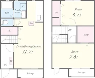 ヴィラージュ刀根山II【1階】の間取り