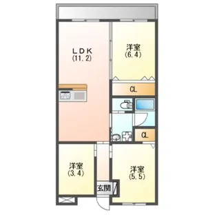 ハピネスプラザ北町【2階】の間取り
