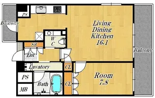 リーガルタワー福島【10階】の間取り