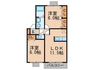 ラーフィア南里 C棟【2階】の間取り