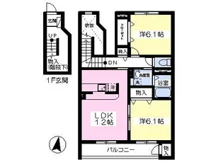 アイリス鴻の池B【2階】の間取り