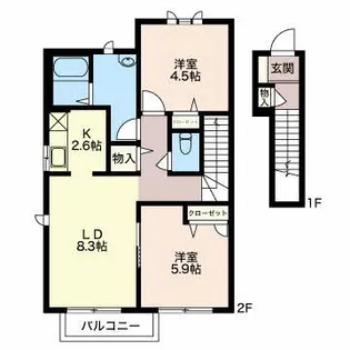 メープルリーフ和 B【2階】の間取り