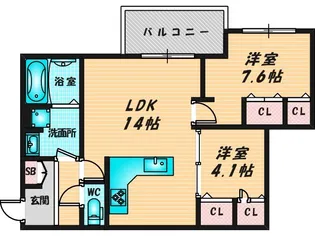 ウエスタンハイツ19【1階】の間取り