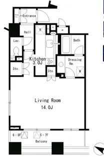 パークアクシス麻布仙台坂【7階】の間取り