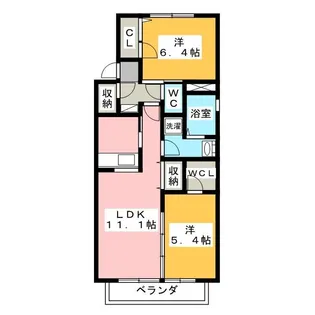 アニマル・ワン E【2階】の間取り