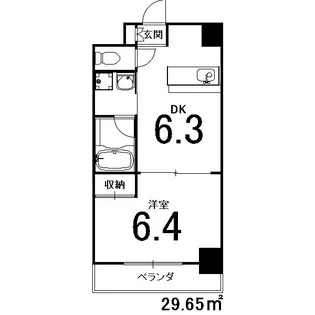 1DKの間取り画像
