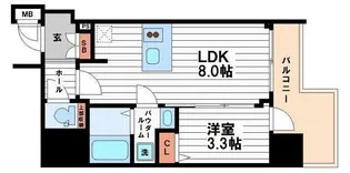 プレサンス北浜オリジン【7階】の間取り
