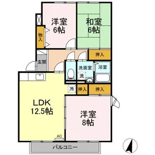 メイユールヤマタケ E【1階】の間取り