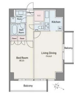 アジリア南麻布Js【14階】の間取り