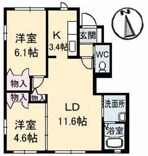 ディア ハイン B【1階】の間取り