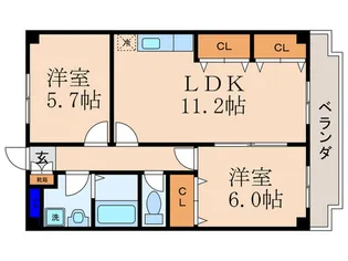 マロ-ド月輪【6階】の間取り