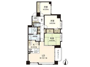 クリオ旭ヶ丘弐番館【5階】の間取り