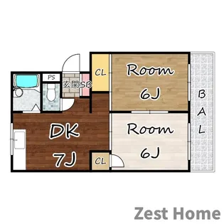レジスコート東難波III【2階】の間取り