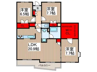 アステリ与野本町弐番館【2階】の間取り