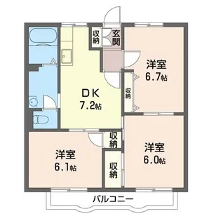 エクセル中台A棟【2階】の間取り