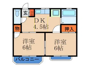 ミヤコハイツA・D棟【2階】の間取り