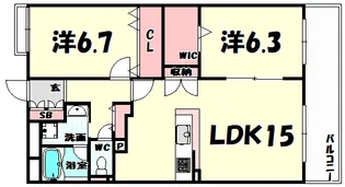 ドルフ神戸春日野坂【9階】の間取り